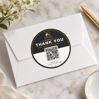 Luxury Black Gold Real Estate Review QR Classic Round Sticker