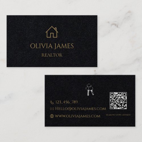 Luxury Black & Gold Realtor  Business Card