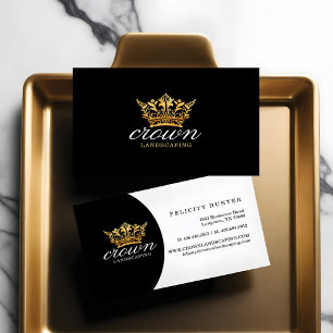 Luxury Black & Gold Royal Crown Logo Brand Business Card