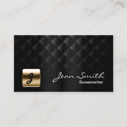 Luxury Black  Gold Screenwriter Business Card