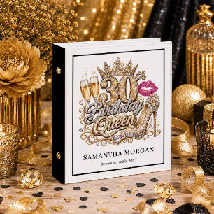 Luxury Black Gold Sparkle 30th Birthday Binder