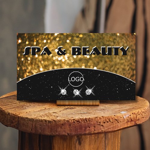 Luxury Black Gold Sparkle Glitter Stylish Add Logo Business Card