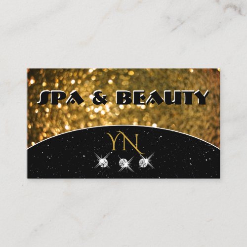 Luxury Black Gold Sparkle Glitter Stylish Monogram Business Card