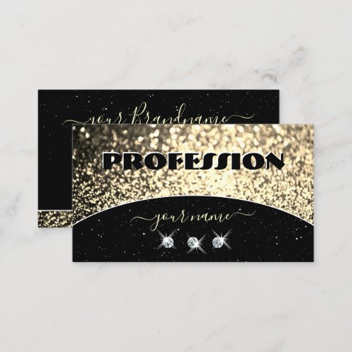 Luxury Black Gold Sparkling Glitter Rhinestones Business Card