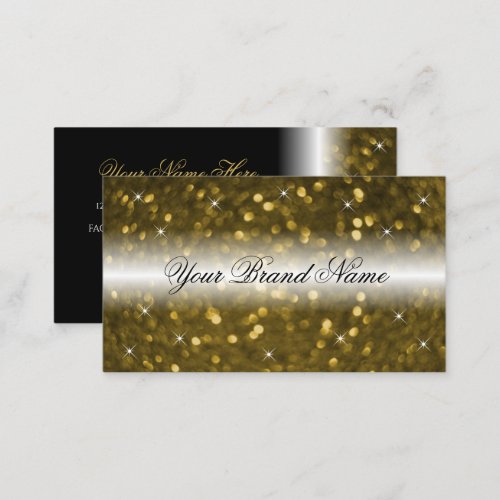 Luxury Black Gold Sparkling Glitter Stars Stylish Business Card