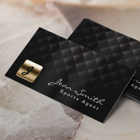 Luxury Black & Gold Sports Agent Business Card