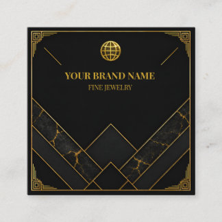 Luxury Black Gold Square Necklace Card