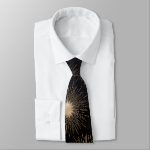 Luxury Black & Gold Sunburst Men's Necktie – Elega