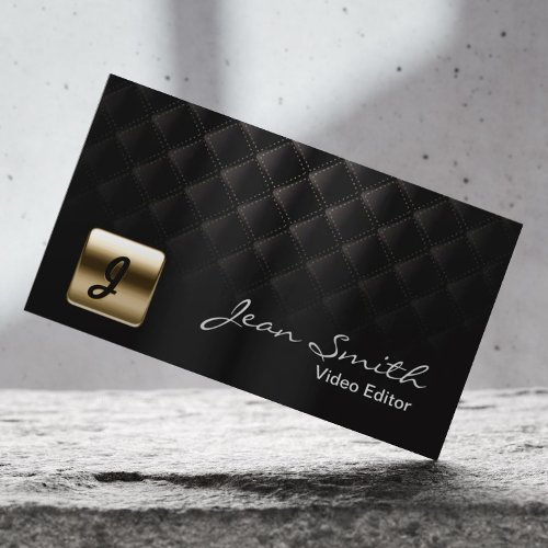 Luxury Black  Gold Video Editor Business Card