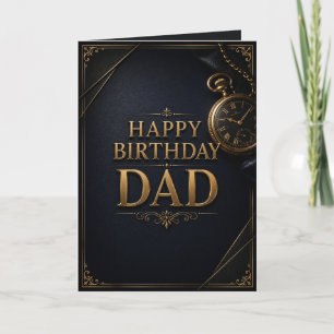 Luxury Black & Gold Vintage Pocket Watch Birthday Card