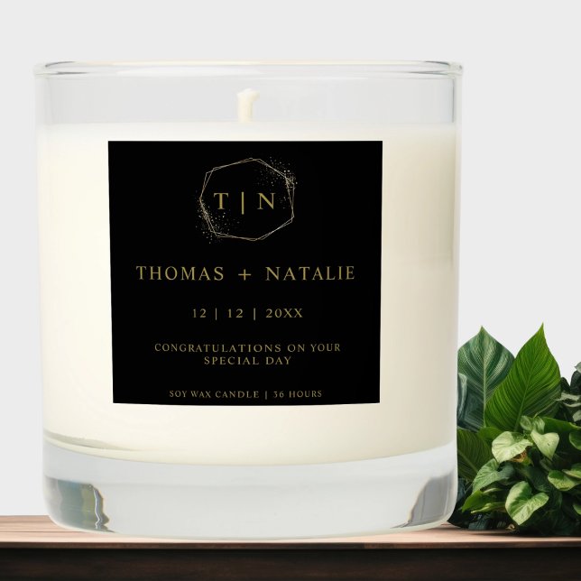 Luxury Black Gold Wedding Couple Initial Monogram Scented Candle (Creator Uploaded)