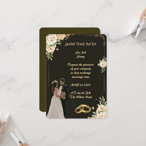 Luxury Black & Gold Wedding Invitation