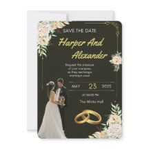 Luxury Black & Gold Wedding Invitation