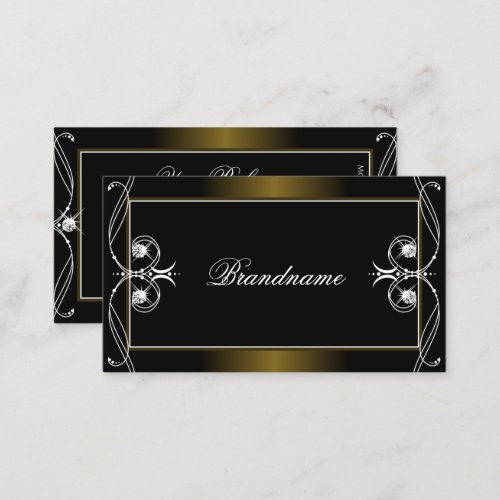Luxury Black Golden Sparkle Jewels Ornate Ornament Business Card