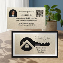 Luxury Black Key Champagne Glitter QR Code Realtor
