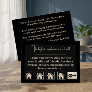 Luxury Black Key Champagne Glitter Real Estate Loyalty Card