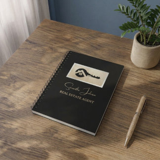 Luxury Black Key Champagne Glitter Real Estate Notebook