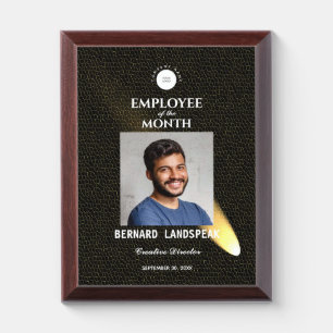 Luxury Black Leather Company Logo Photo Custom Award Plaque