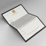 Luxury black leather frame gold monogram business letterhead<br><div class="desc">Luxury simple elegant letterhead template with faux gold monogram initials and black script name on an off white background with a black leather looking frame.                Personalize it with your information!                Suitable for classy business mailing documents.</div>