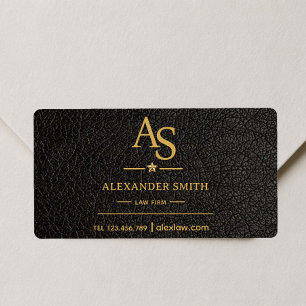 Luxury Black Leather Gold Monogram Business Brand Label