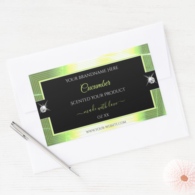 Luxury Black Light Green Brilliants Product Label (Envelope)
