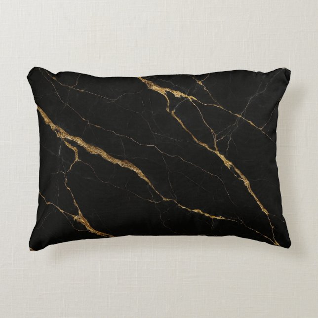 Luxury Black Marble Accent Pillow (Front)