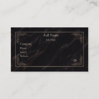 Luxury Black Marble Gold Botanical Business Card T