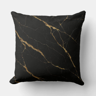 Luxury Black Marble Throw Pillow