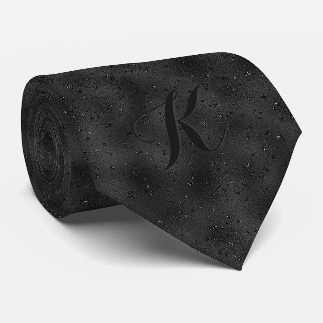 Luxury Black Monochromatic Background Neck Tie (Rolled)