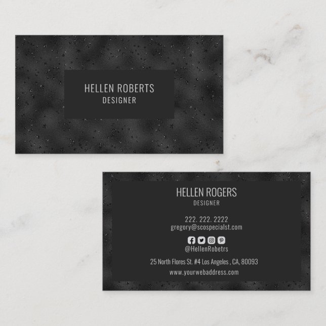 Luxury black monochromatic background square busin business card (Front/Back)