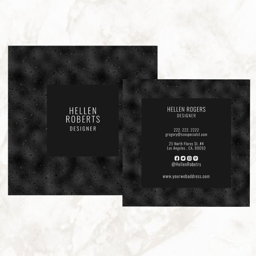 Luxury black monochromatic background square business card
