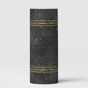 Luxury black monochromatic glam background pillar candle