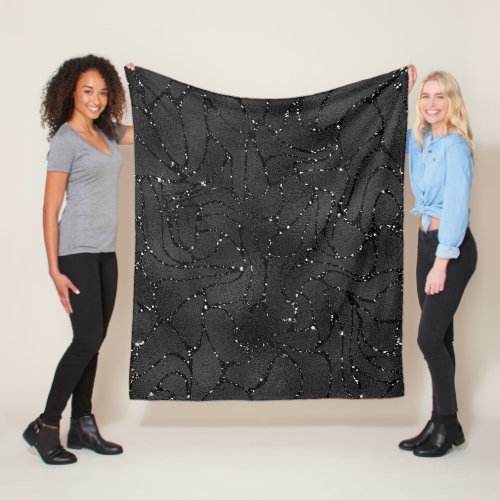 Luxury black monochromatic glittery background fleece blanket