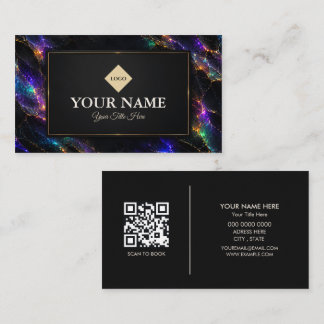 Luxury Black Opal Stone Beauty Salon Business Card