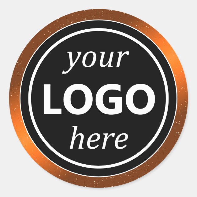 Luxury Black Orange Frame Add Logo Template Modern Classic Round Sticker (Front)