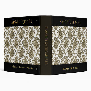 Luxury Black Paisley Graduation Planner Organizer 3 Ring Binder