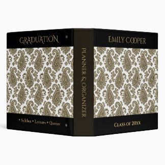 Luxury Black Paisley Graduation Planner Organizer 3 Ring Binder