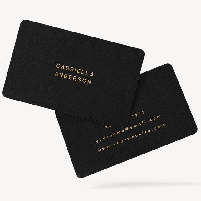 Luxury Black Paper Texture & Gold Name Business Card (Creator Uploaded)