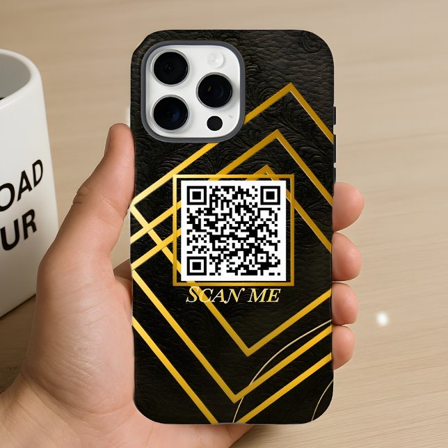 Luxury Black Phone Case with Custom QR Code (Creator Uploaded)