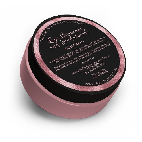 Luxury Black  Pink Cosmetics Jar Label