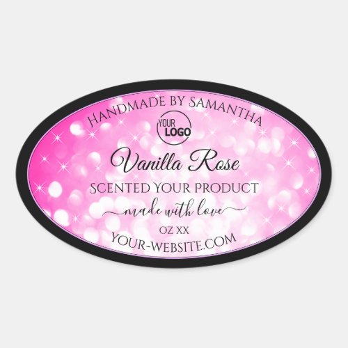 Luxury Black Pink Glitter Product Labels Add Logo
