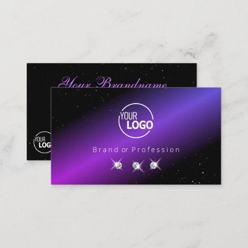 Luxury Black Pink Purple Glitter Stars with Logo Business Card