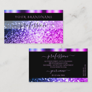 Luxury Black Pink Purple Sparkle Glitter Shimmery Business Card