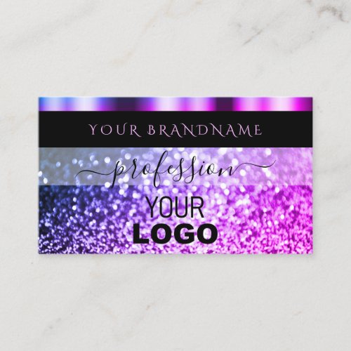 Luxury Black Pink Purple Sparkle Glitter with Logo Business Card