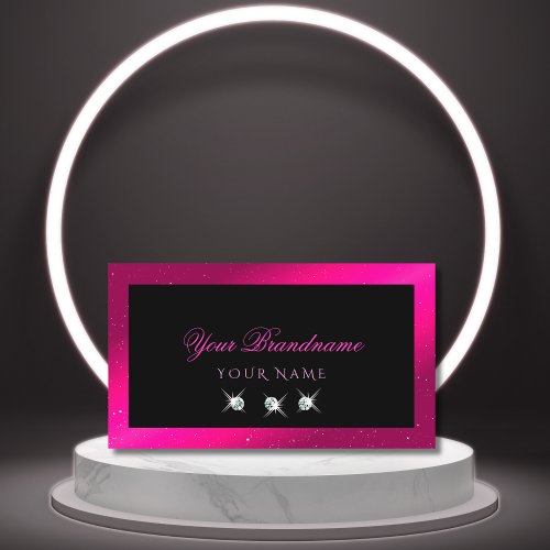 Luxury Black Pink Sparkle Diamonds Professional Business Card