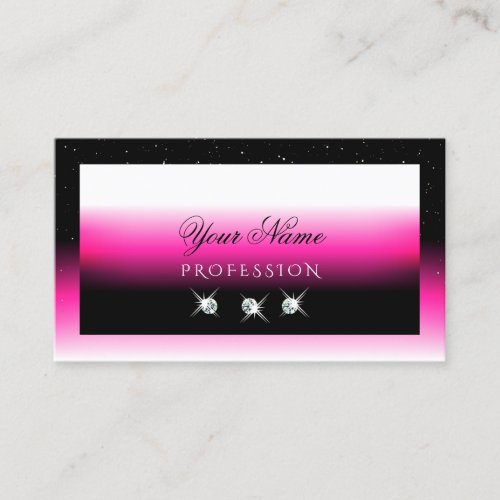 Luxury Black Pink White Gradient Shimmery Diamonds Business Card