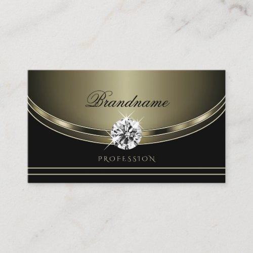 Luxury Black Platinum Colors Bright Faux Diamonds  Business Card