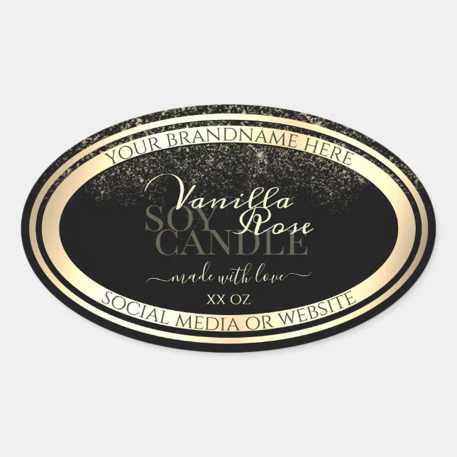 Luxury Black Product Packaging Labels Gold Frame | Zazzle