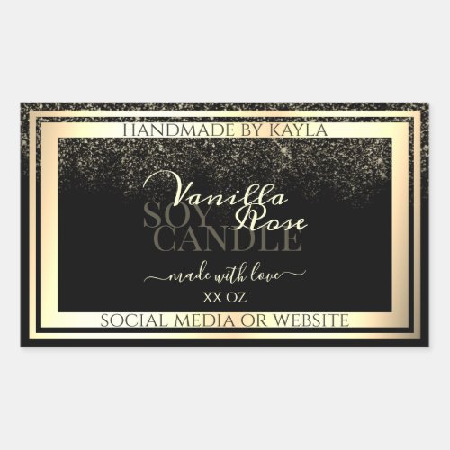 Luxury Black Product Packaging Labels Gold Frame