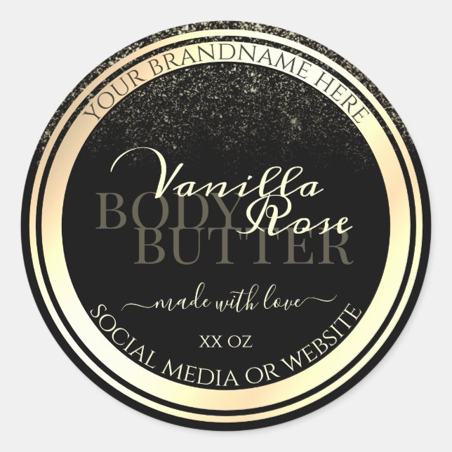 Luxury Black Product Packaging Labels Gold Frame (Front)